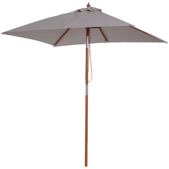 ComfortXL - Parasol de Jardin Rectangulaire Mât Bois Inclinable à Poulie 200x150 cm Gris - ComfortXL Outdoor Living - Image 2