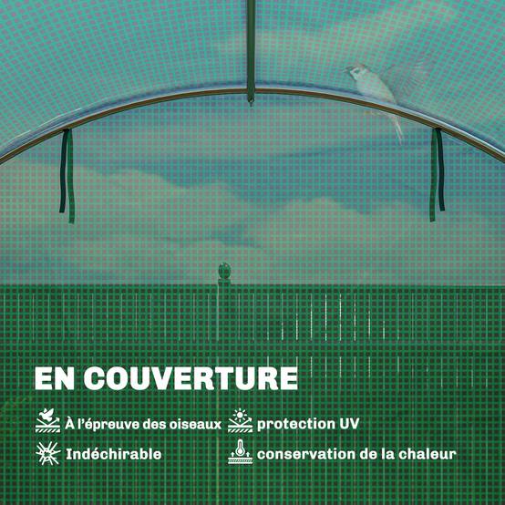 Outsunny - Serre tunnel de jardin 12 m² - bâche PE 140 g/m² - 2 portes et 8 fenêtres - 295x400x200cm - bâche PE 140 g/m² - vert - Outsunny - Image 8