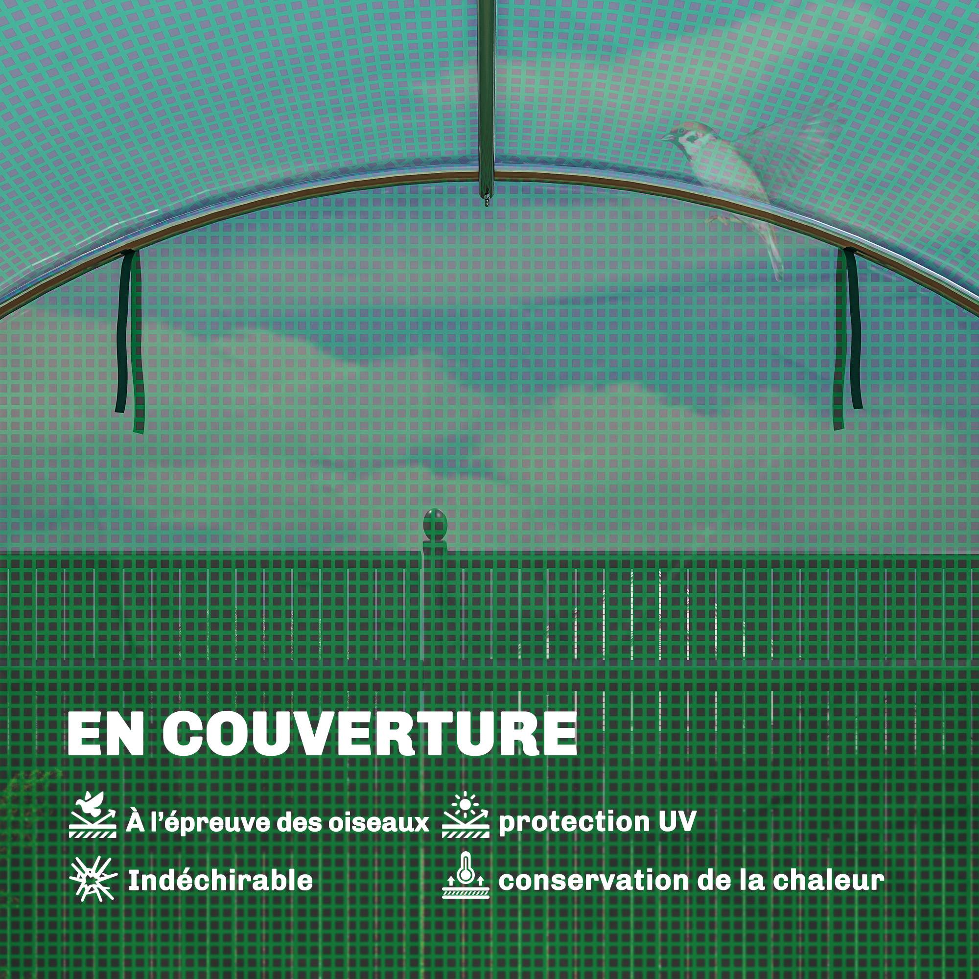 Outsunny - Serre tunnel de jardin 12 m² - bâche PE 140 g/m² - 2 portes et 8 fenêtres - 295x400x200cm - bâche PE 140 g/m² - vert - Outsunny - Image 8
