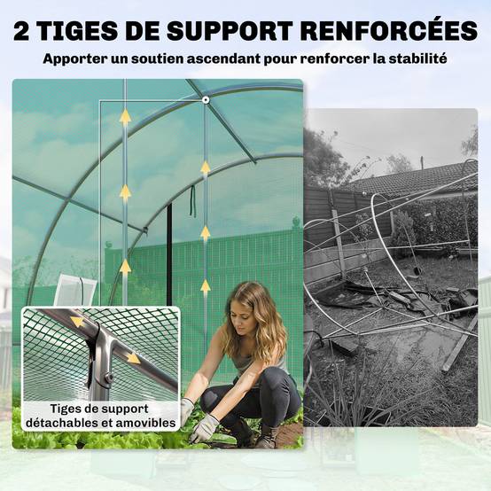 Outsunny - Serre tunnel de jardin 12 m² - bâche PE 140 g/m² - 2 portes et 8 fenêtres - 295x400x200cm - bâche PE 140 g/m² - vert - Outsunny - Image 7