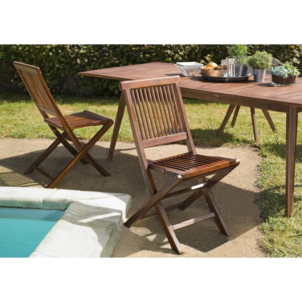 Macabane - MAEVA - Ensemble de 2 chaises de jardin Java en bois Teck huilé - Imagen 2