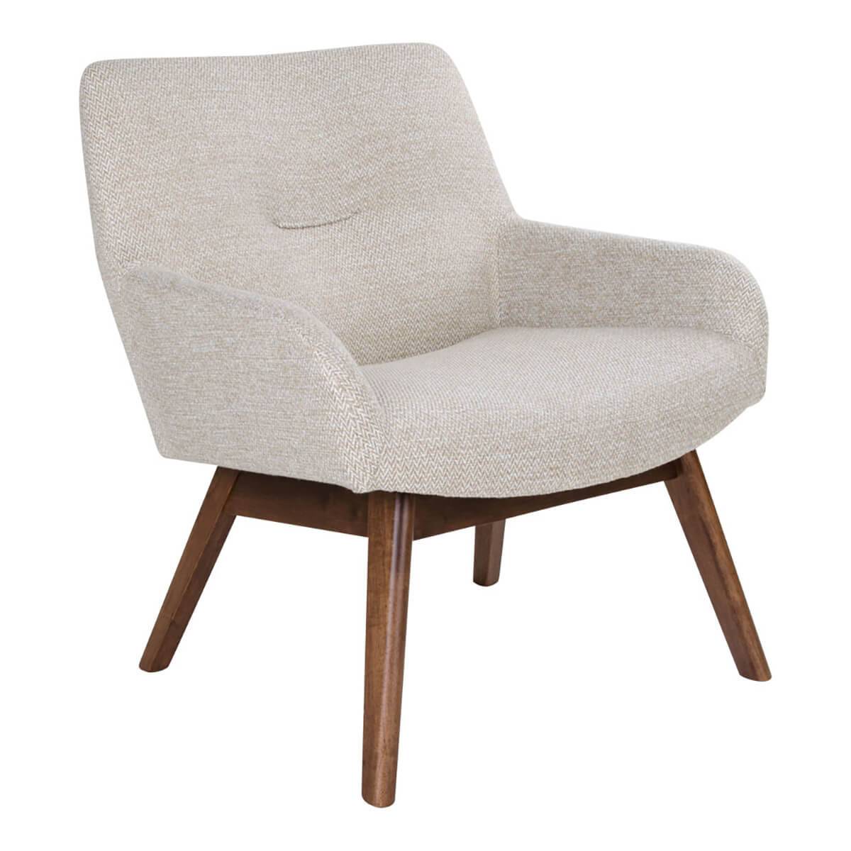 Fauteuil Noyer Massif Naturel et Tissu Sable - HARROW - Image 1