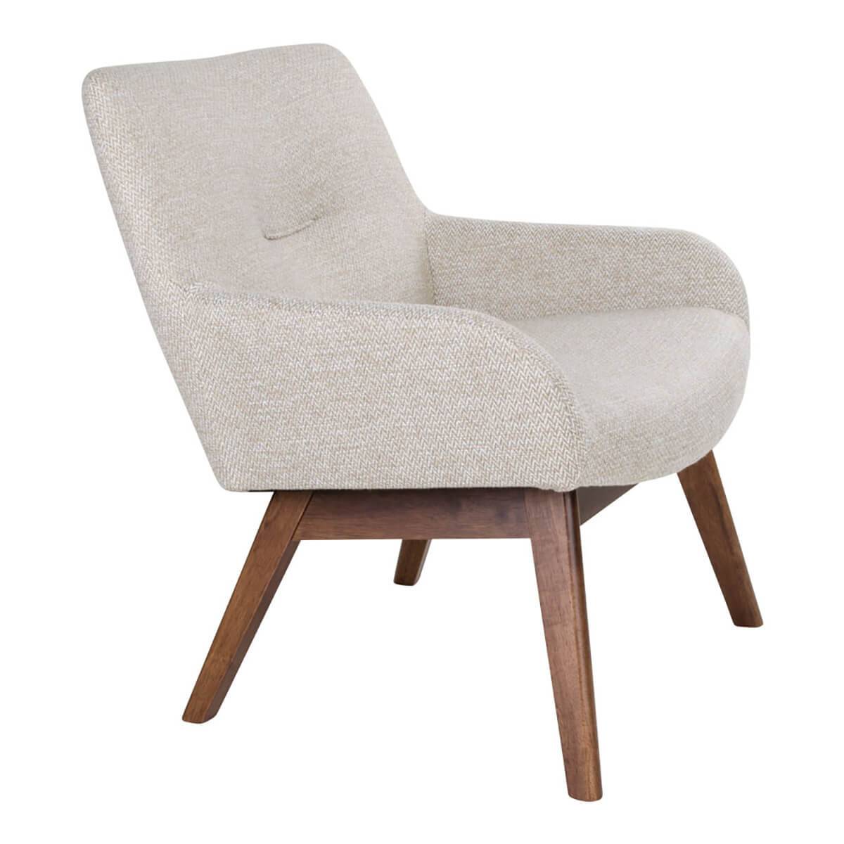 Fauteuil Noyer Massif Naturel et Tissu Sable - HARROW - Image 4