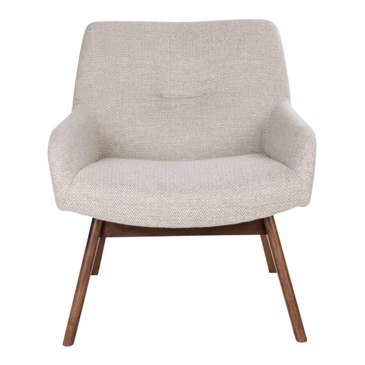 Fauteuil Noyer Massif Naturel et Tissu Sable - HARROW - Image 3
