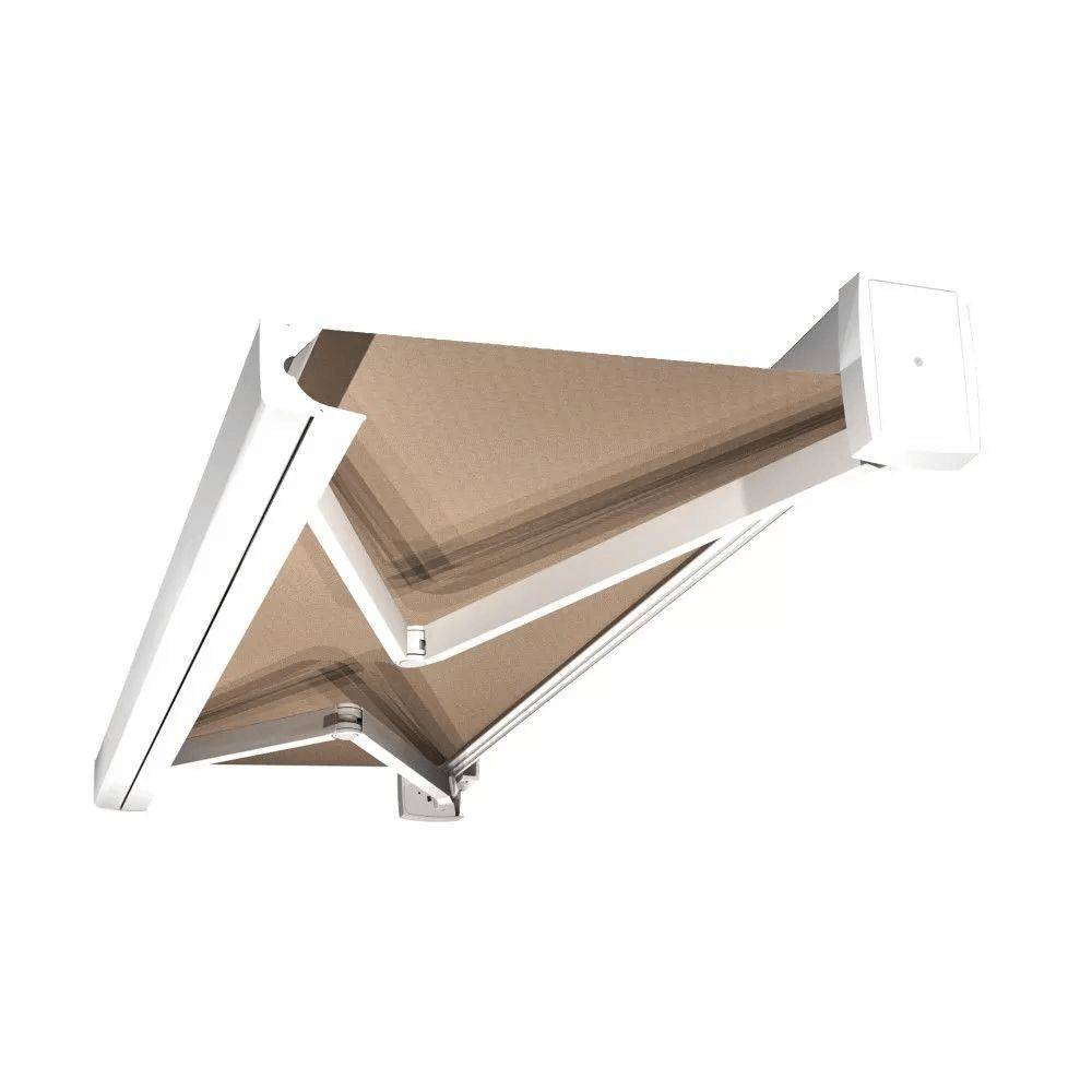 Intersun - Store banne coffre SOA 5,00x3,50 M (Motorisé Secours à Télécommande + LED - Blanc - Taupe) - INTERSUN - Imagen 1
