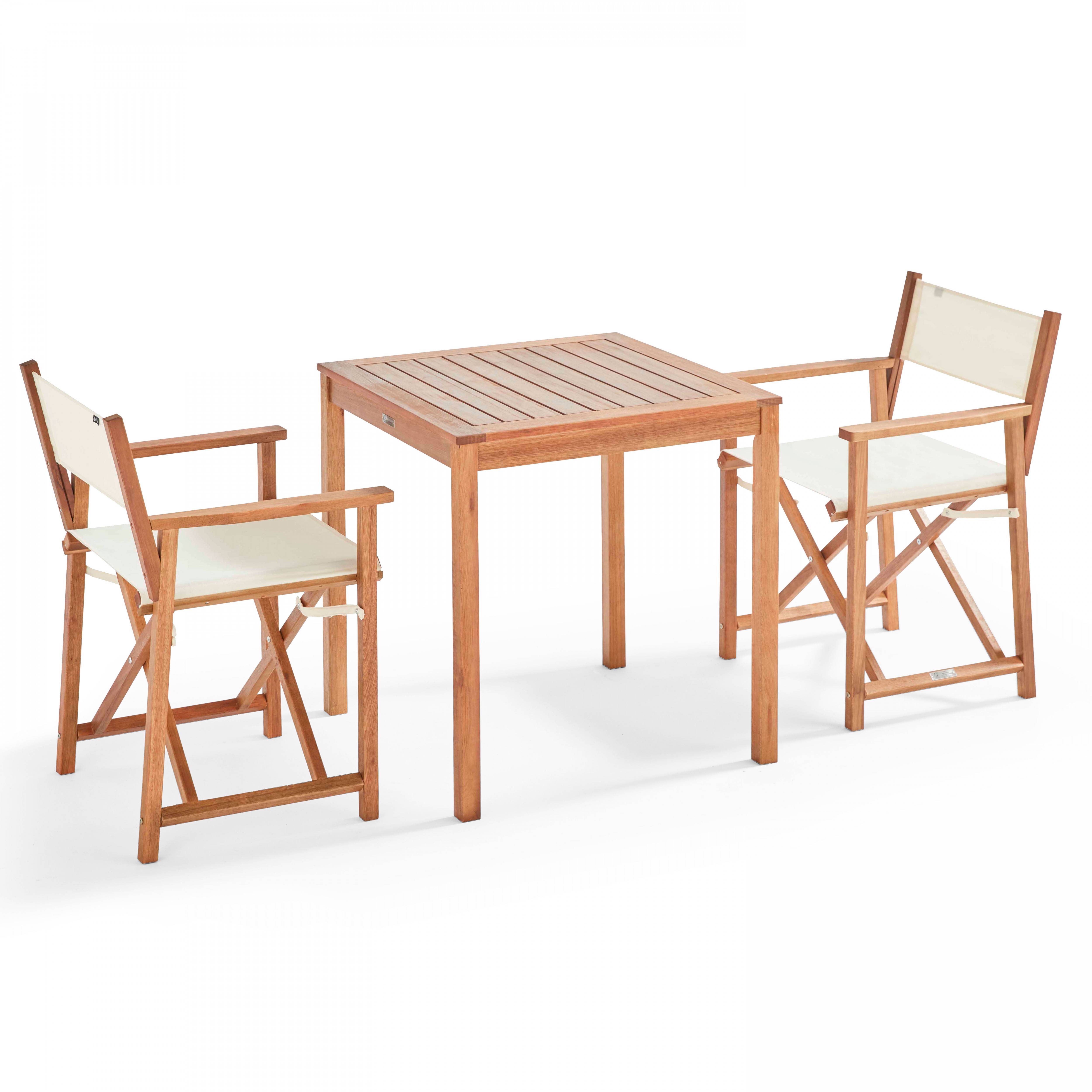 Oviala - Table carrée en bois et 2 chaises pliantes blanc Sete - Oviala - Imagen 1