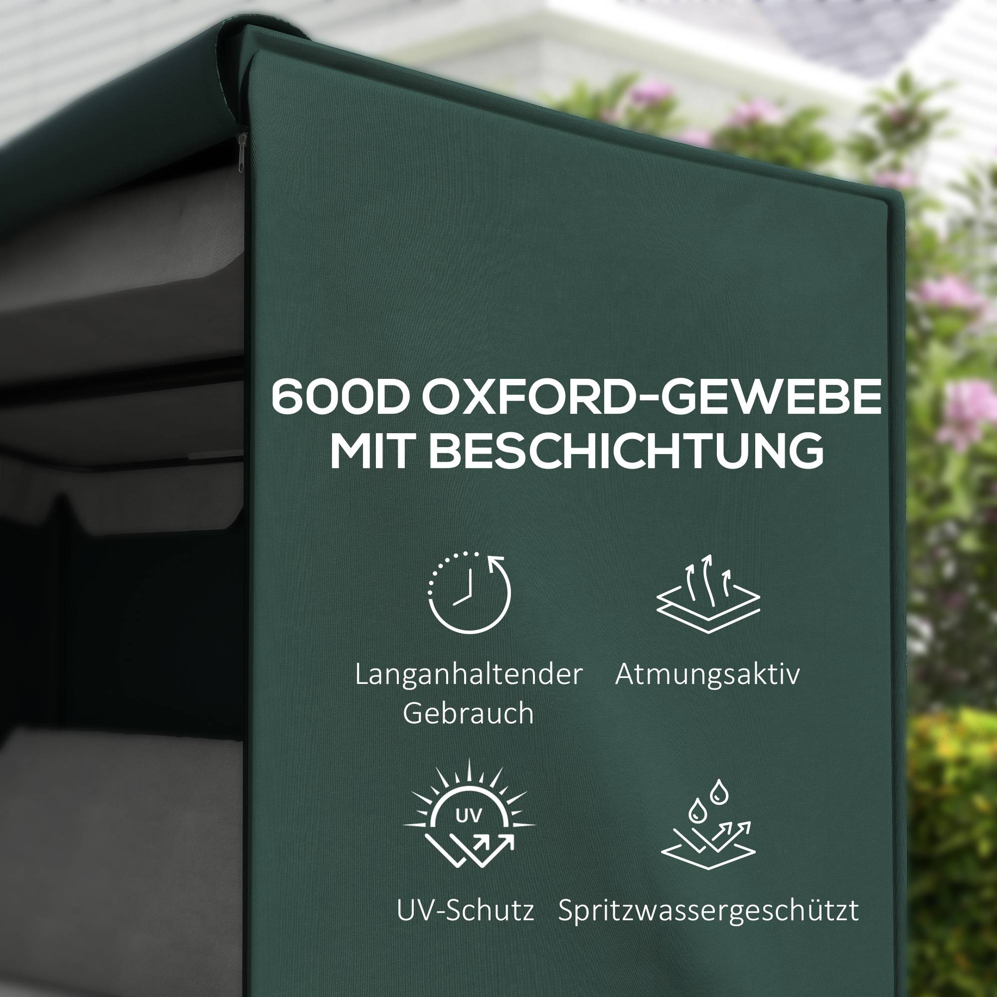 Housse de Balancelle 3 Places Tissu Oxford 600D Jardin Imperméable Vert Foncé 205x124cm - ComfortXL Outdoor Living - Image 6