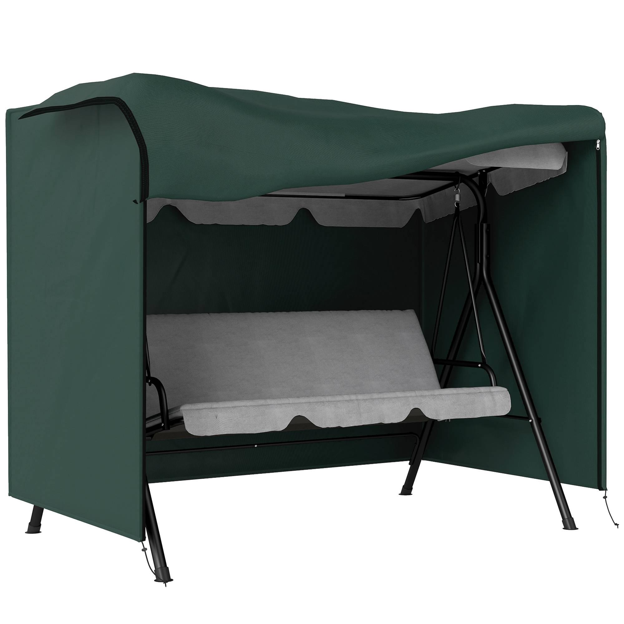 Housse de Balancelle 3 Places Tissu Oxford 600D Jardin Imperméable Vert Foncé 205x124cm - ComfortXL Outdoor Living - Image 1