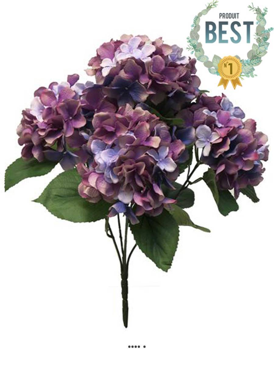 Bouquet d’Hortensia artificiel en branche, H45 cm, Mauve violet - BEST - couleur: Mauve violet - Image 1