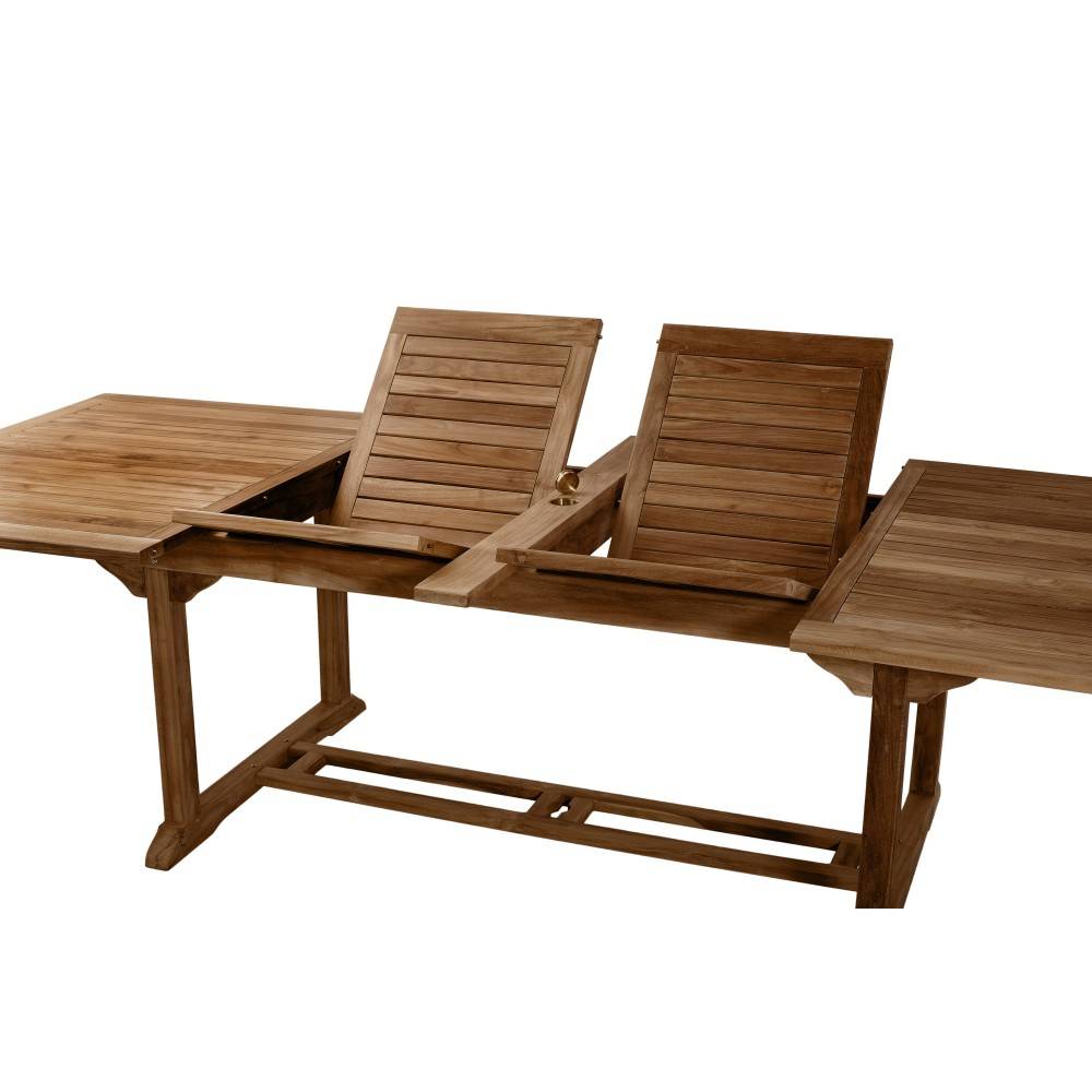 Macabane - MAEVA - Ensemble de jardin bois teck huilé table 200/300cm + 8 chaises - Imagen 4