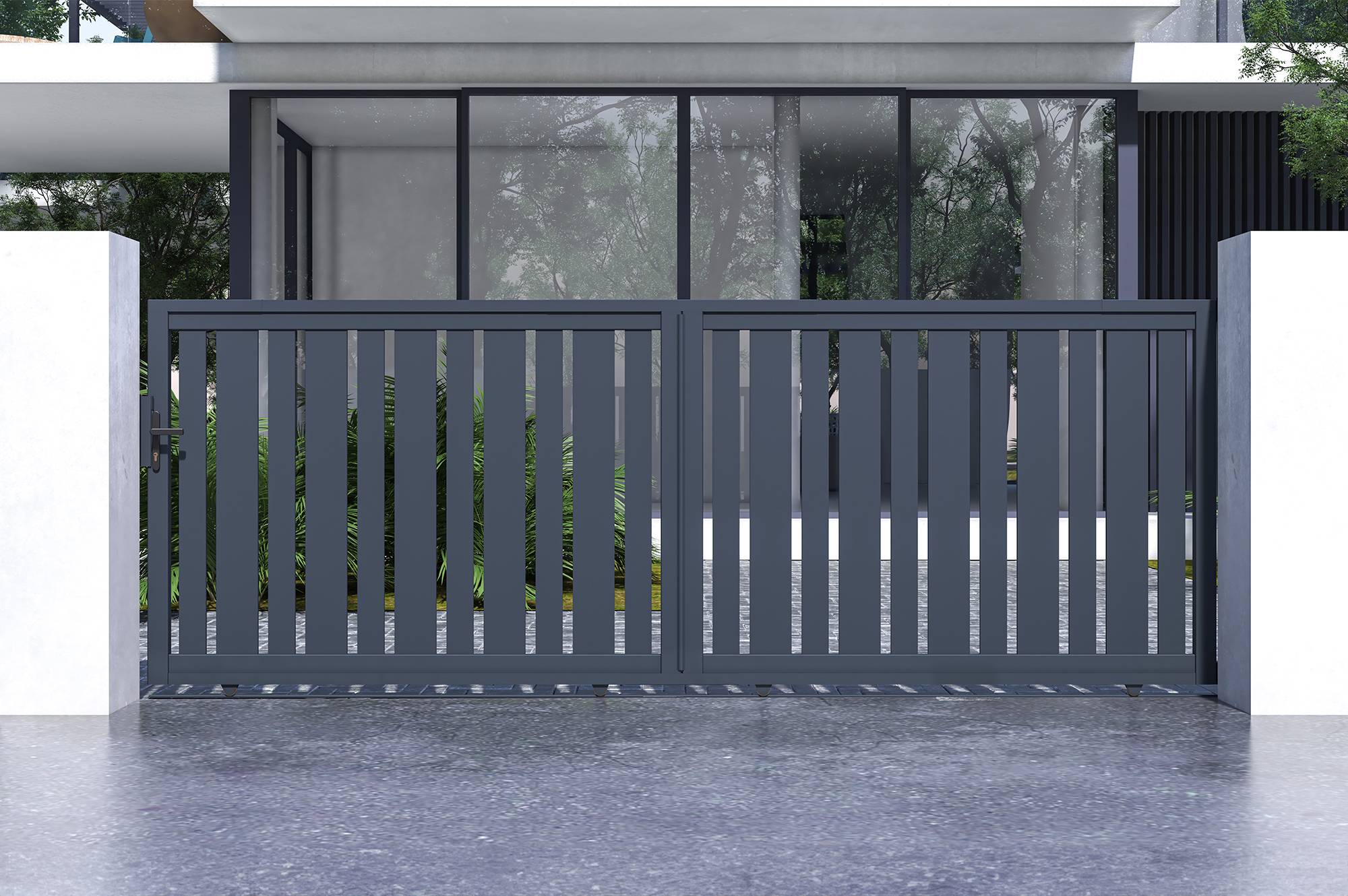 Portail coulissant 4 m VEYMONT H.140 cm aluminium gris - Image 1