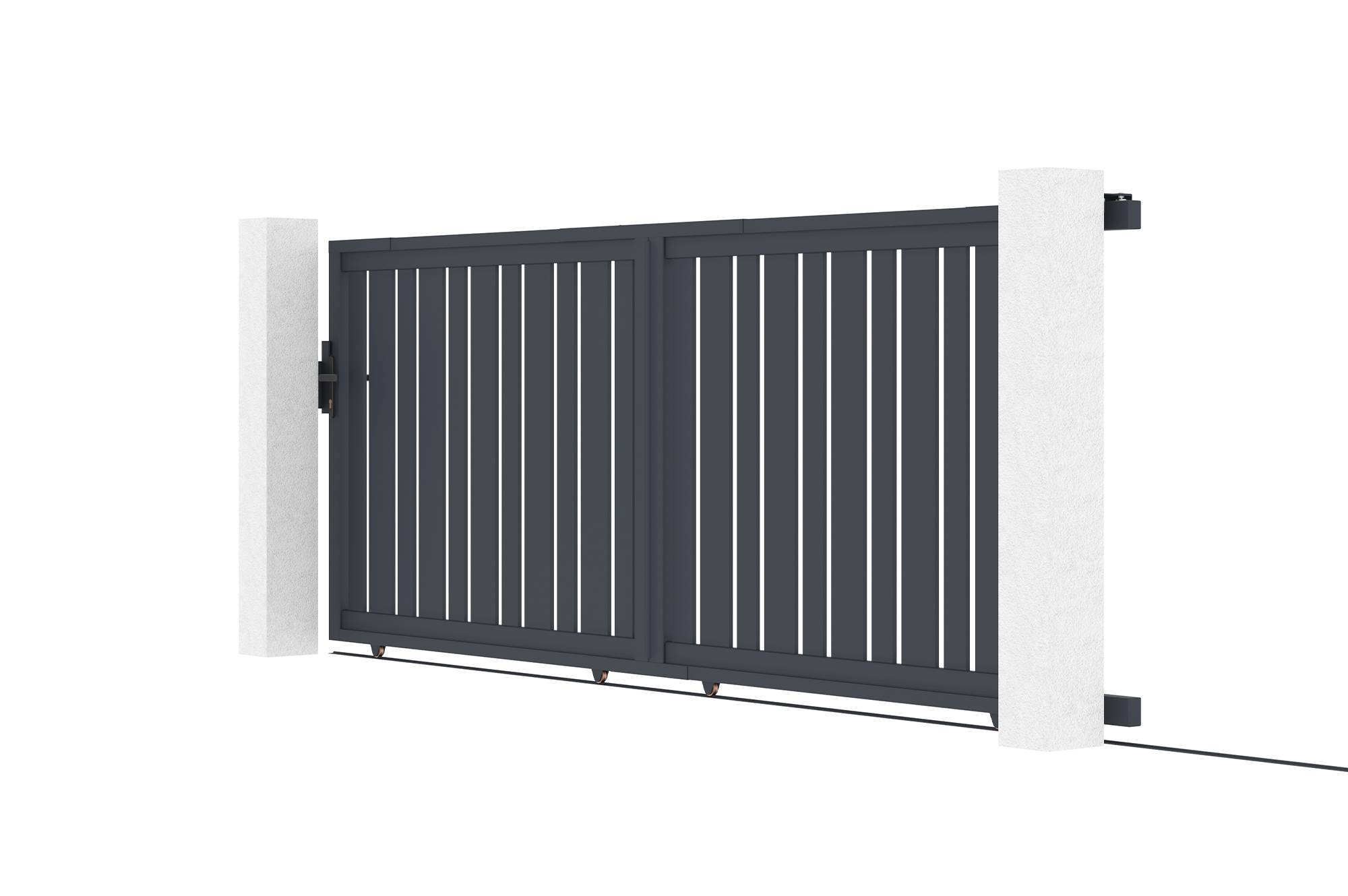 Portail coulissant 4 m VEYMONT H.140 cm aluminium gris - Image 4
