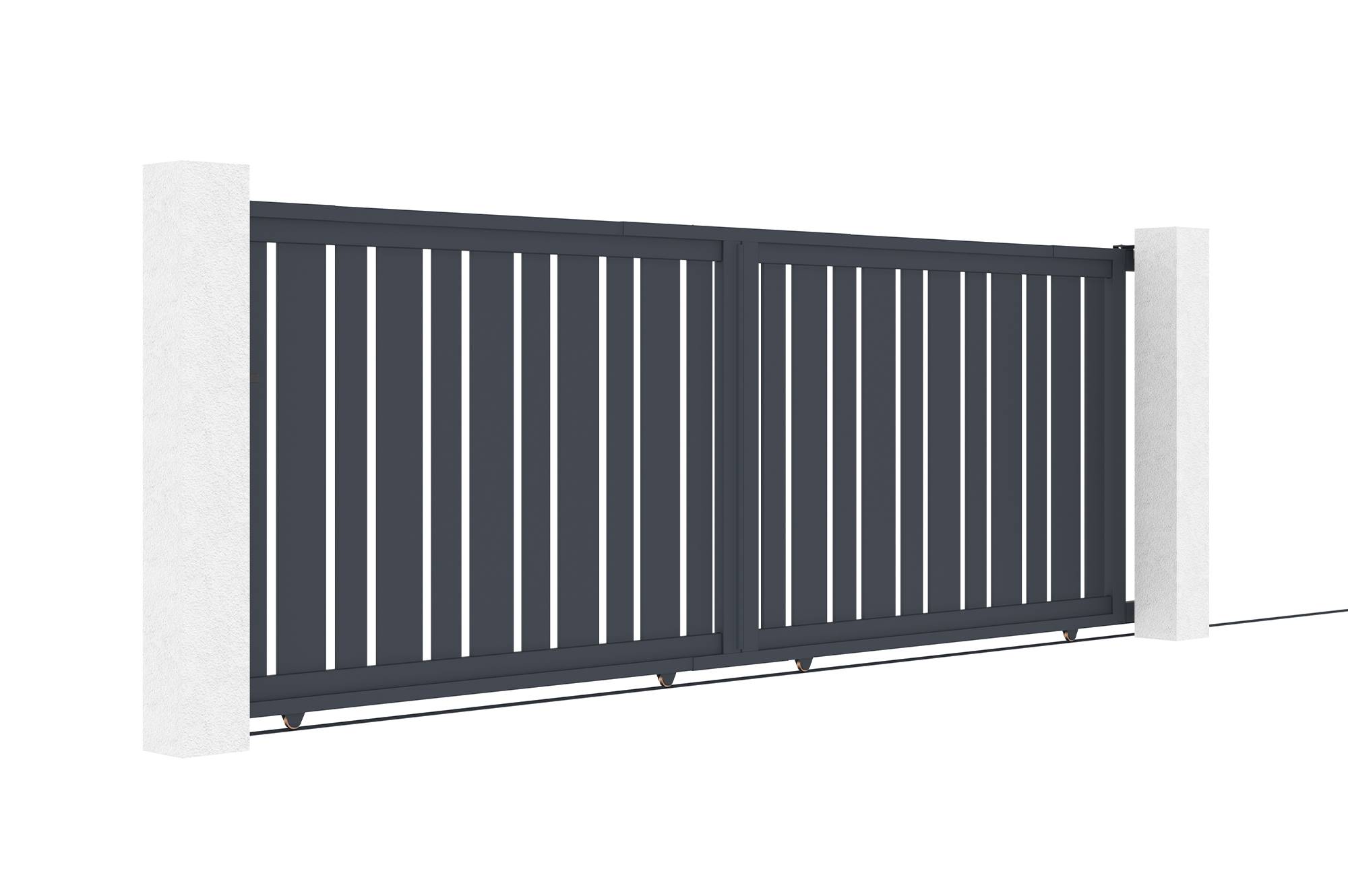 Portail coulissant 4 m VEYMONT H.140 cm aluminium gris - Image 3