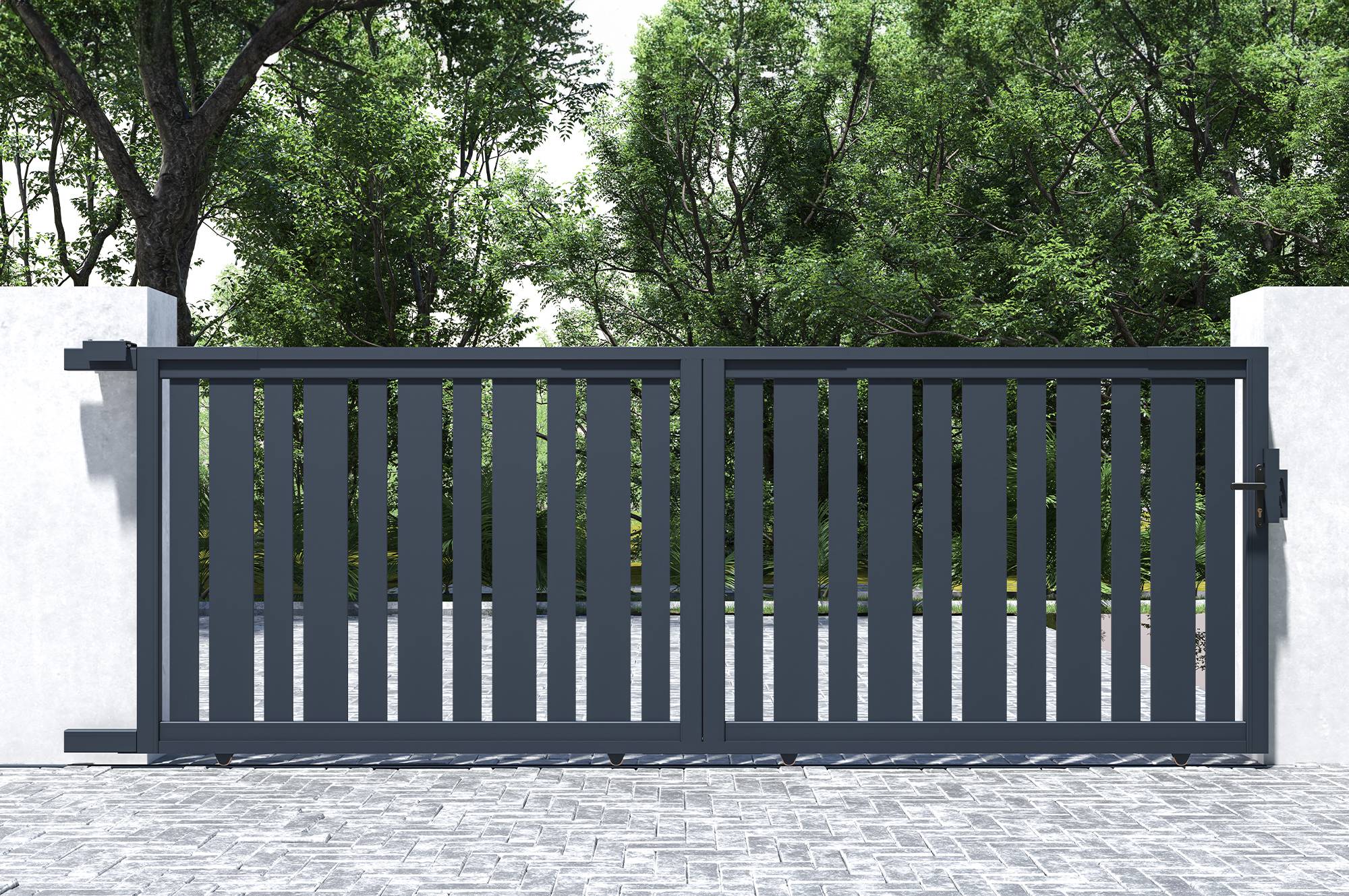 Portail coulissant 4 m VEYMONT H.140 cm aluminium gris - Image 6