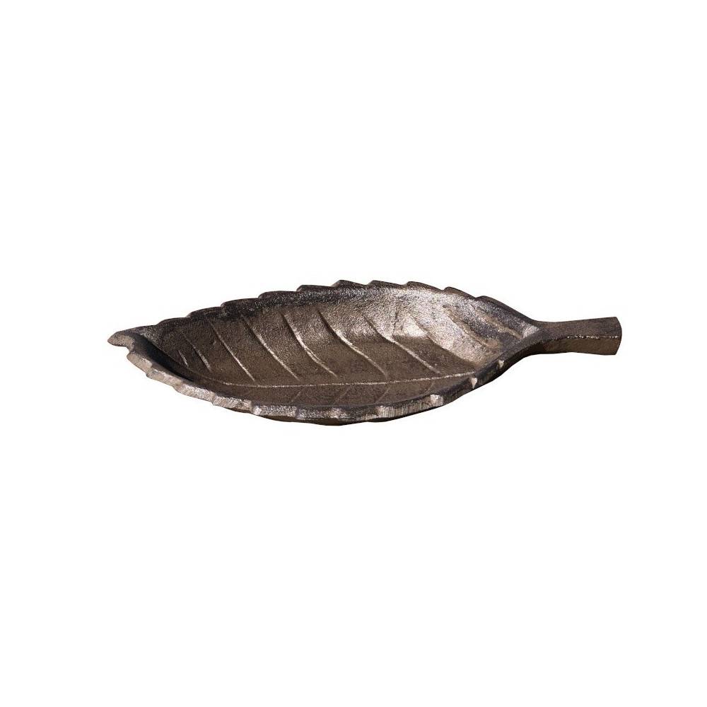 Mangeoire à oiseaux feuille abreuvoir jardin en fonte marron 26cm Chemin de campagne - Imagen 1