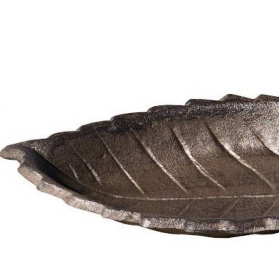 Mangeoire à oiseaux feuille abreuvoir jardin en fonte marron 26cm Chemin de campagne - Imagen 3