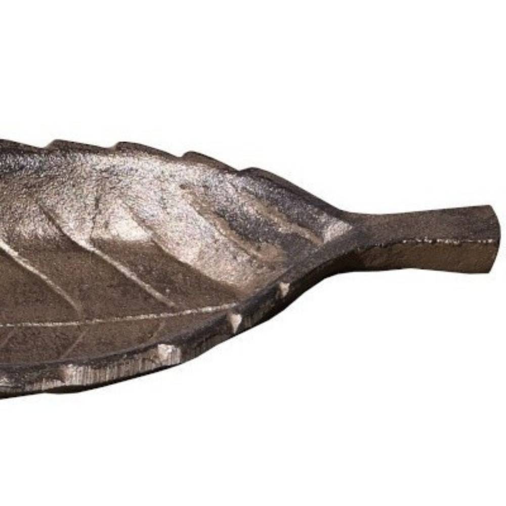Mangeoire à oiseaux feuille abreuvoir jardin en fonte marron 26cm Chemin de campagne - Imagen 4