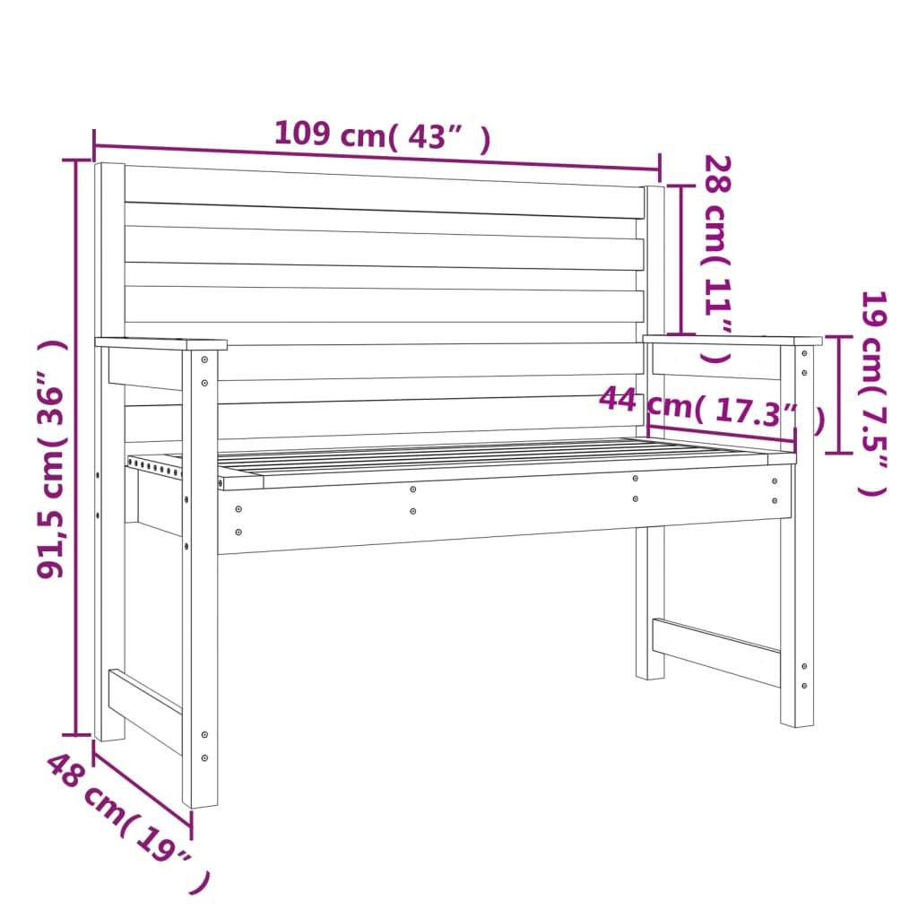 Maison Chic - Banc de jardin - Banc d'extérieur - Banquette 109x48x91,5 cm bois massif de pin - Imagen 7