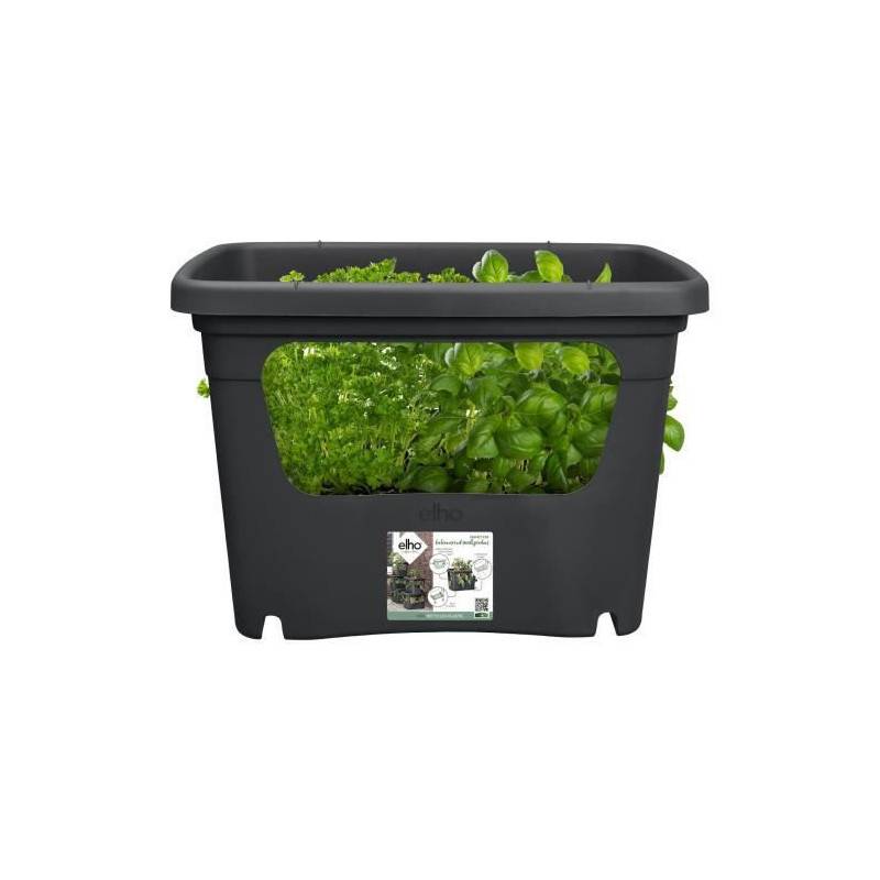Elho - Elho - Pot De Fleurs -  Green Basics Stack + Grow Large - Living Noir - Exterieur - L 35.1 X W 50.9 X H 35.7 Cm - Imagen 3