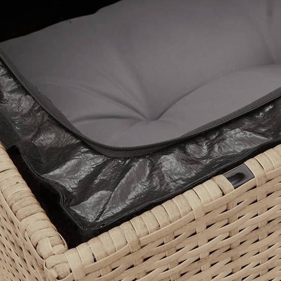 Petit Salon de Jardin 5 Pièces Résine Tressée Bicolore Modulable avec Coffre et Pouf Extérieur Mélange Beige – ComfortXL Outdoor Living - Image 8