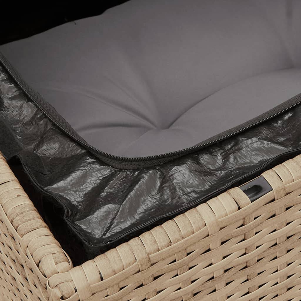 Petit Salon de Jardin 5 Pièces Résine Tressée Bicolore Modulable avec Coffre et Pouf Extérieur Mélange Beige – ComfortXL Outdoor Living - Image 8