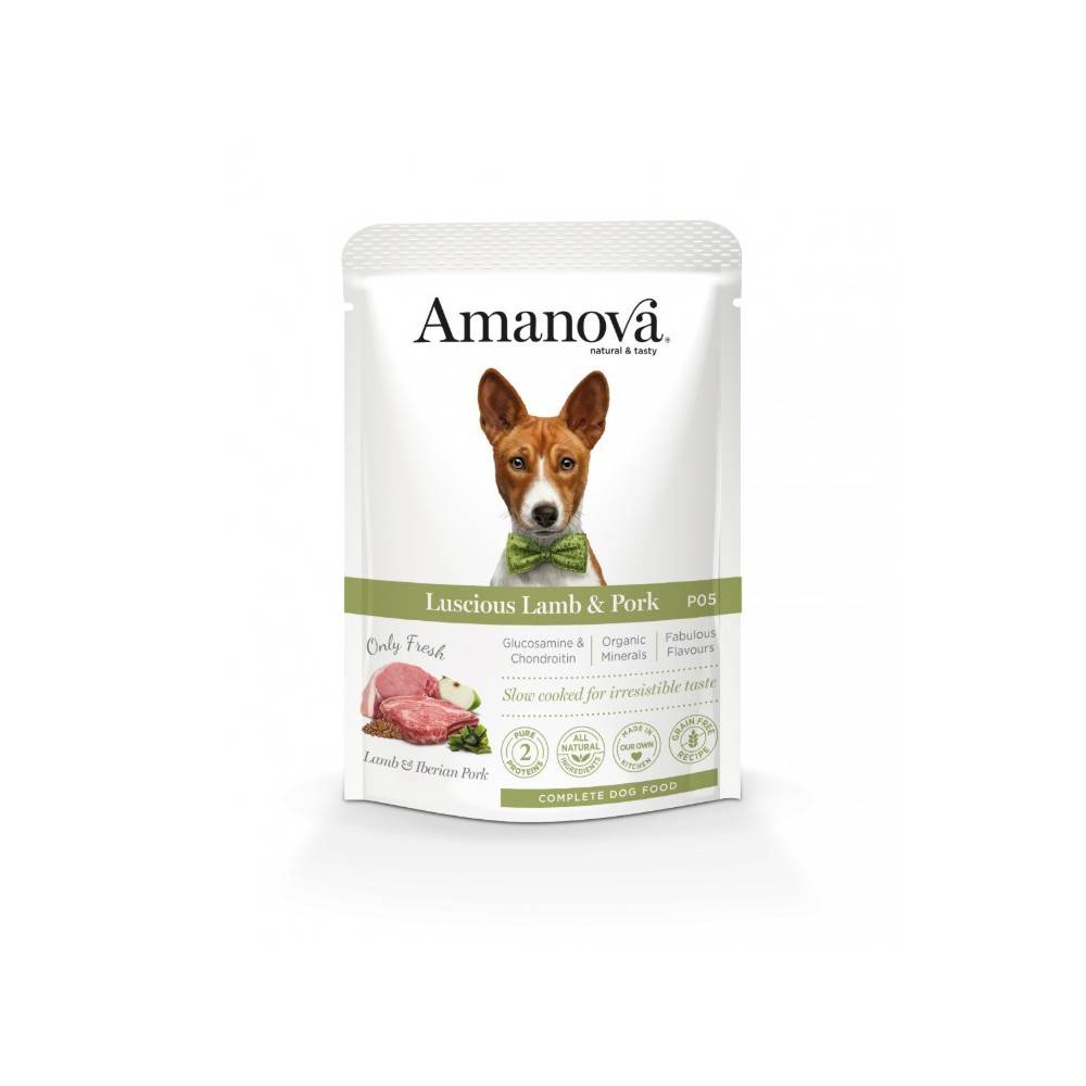 Pâtée chien sans céréales à l'agneau Porc Amanova 300 gr