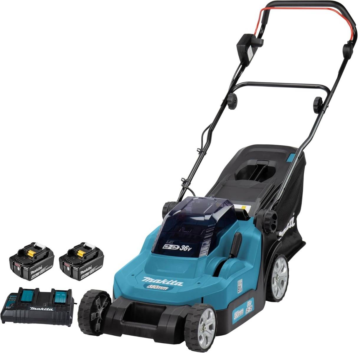 Tondeuse à gazon sans fil LTX 36V + 2 batteries 4,0 Ah + 1 Chargeur double rapide - 38 cm - 40 L - MAKITA - DLM382PM2 - Image 1