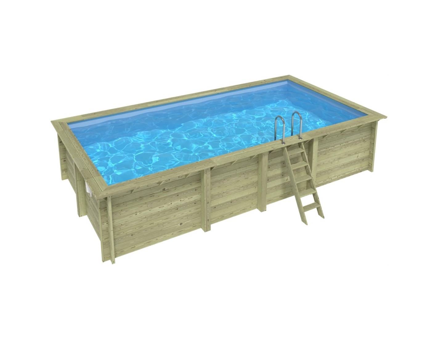 Altanka - Piscine hors sol en bois AQUA 7 x 3.75 - H.1.45 m, bleu pâle, fixations à visser - BAS7308OSPL - ALTANKA - Image 1