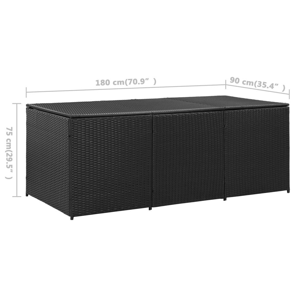Helloshop26 - Coffre boîte meuble de jardin rangement résine tressée 180 x 90 x 75 cm noir - Imagen 7
