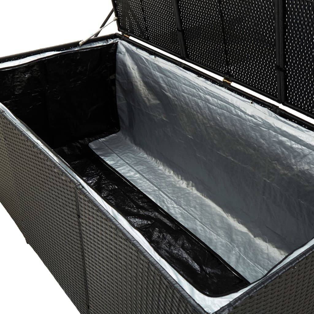 Helloshop26 - Coffre boîte meuble de jardin rangement résine tressée 180 x 90 x 75 cm noir - Imagen 6