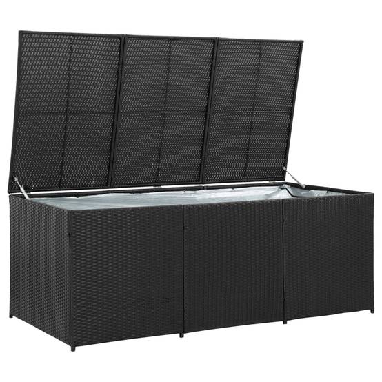 Helloshop26 - Coffre boîte meuble de jardin rangement résine tressée 180 x 90 x 75 cm noir - Imagen 2