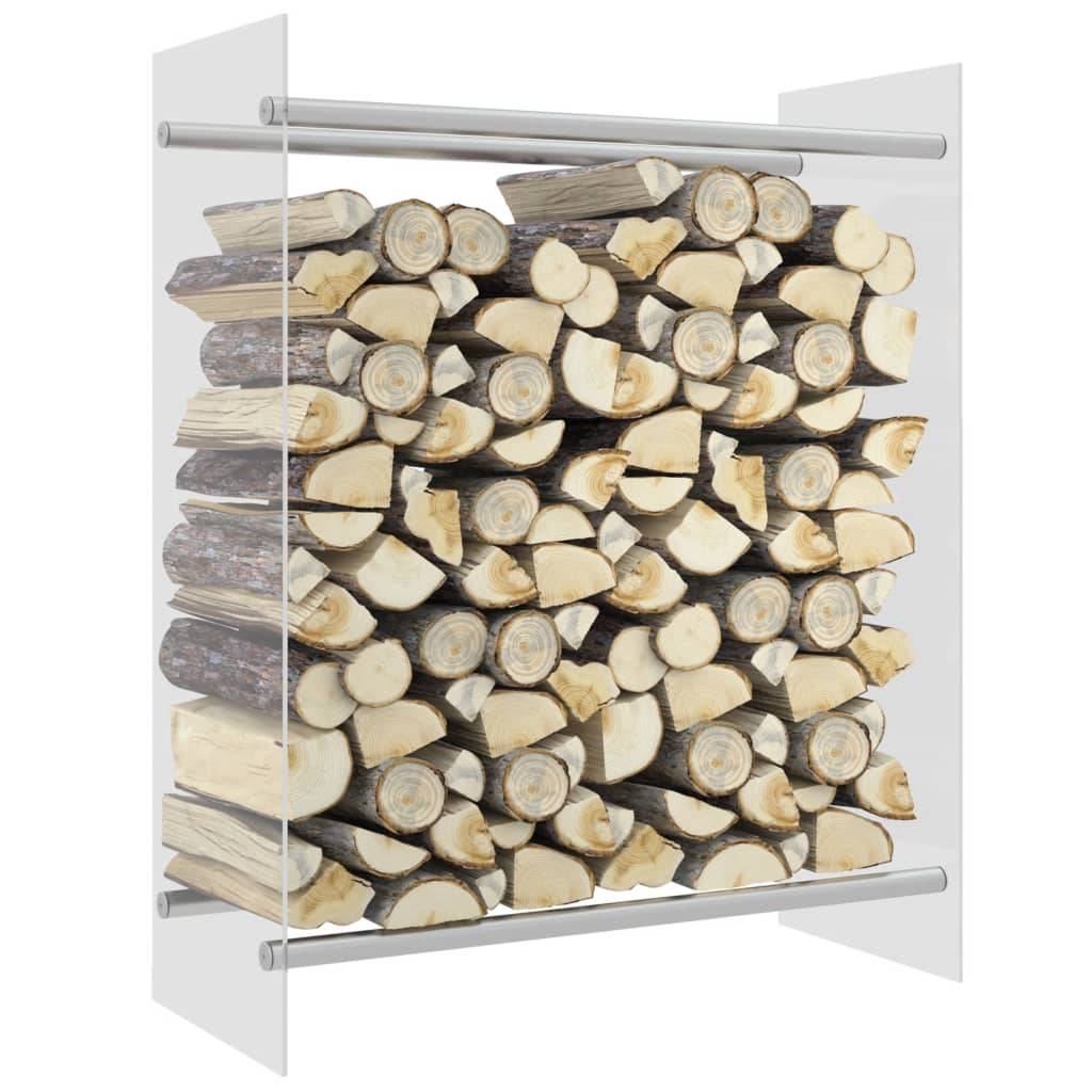 Range-bûches moderne Verre Trempé et Acier pour Salon Stockage bûches 80x35x100 cm Transparent - ComfortXL Outdoor Living - Image 1