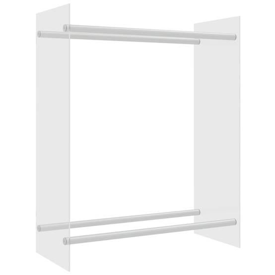 Range-bûches moderne Verre Trempé et Acier pour Salon Stockage bûches 80x35x100 cm Transparent - ComfortXL Outdoor Living - Image 2