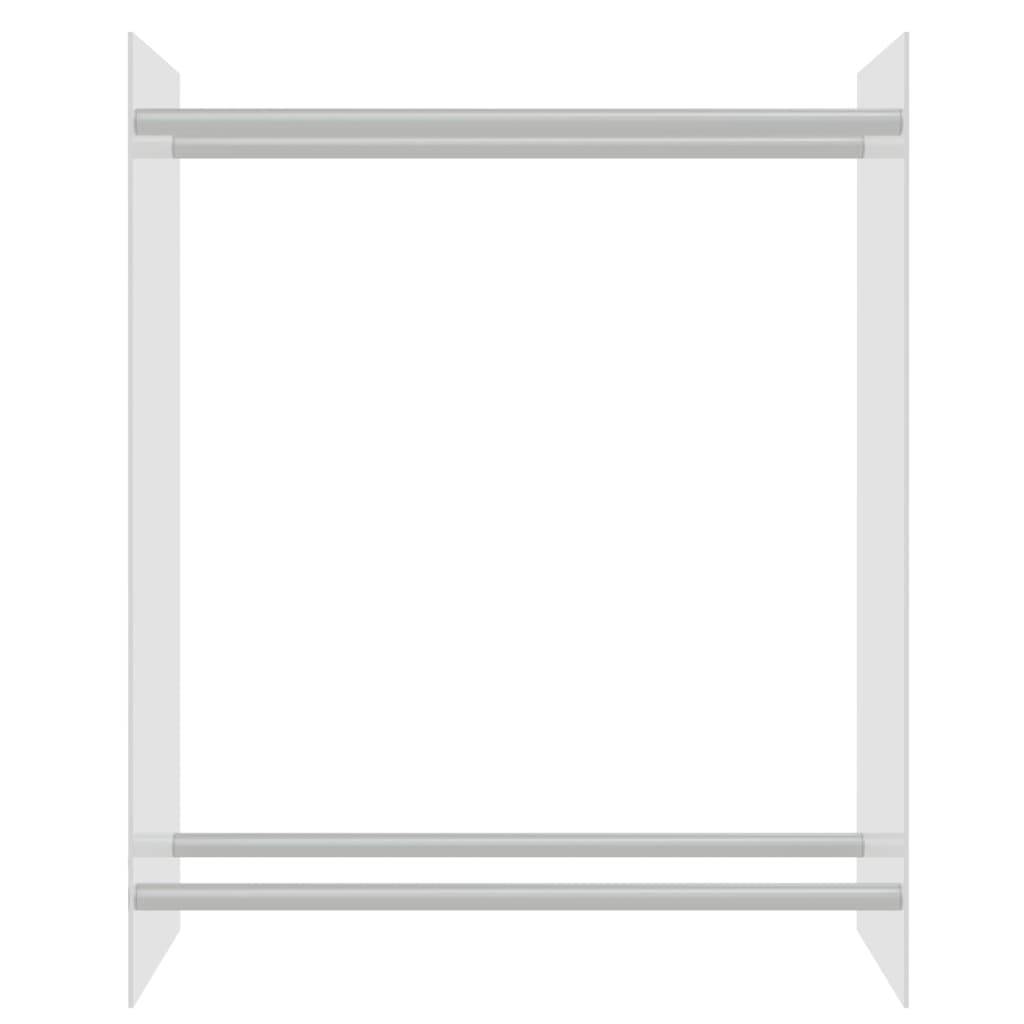 Range-bûches moderne Verre Trempé et Acier pour Salon Stockage bûches 80x35x100 cm Transparent - ComfortXL Outdoor Living - Image 3