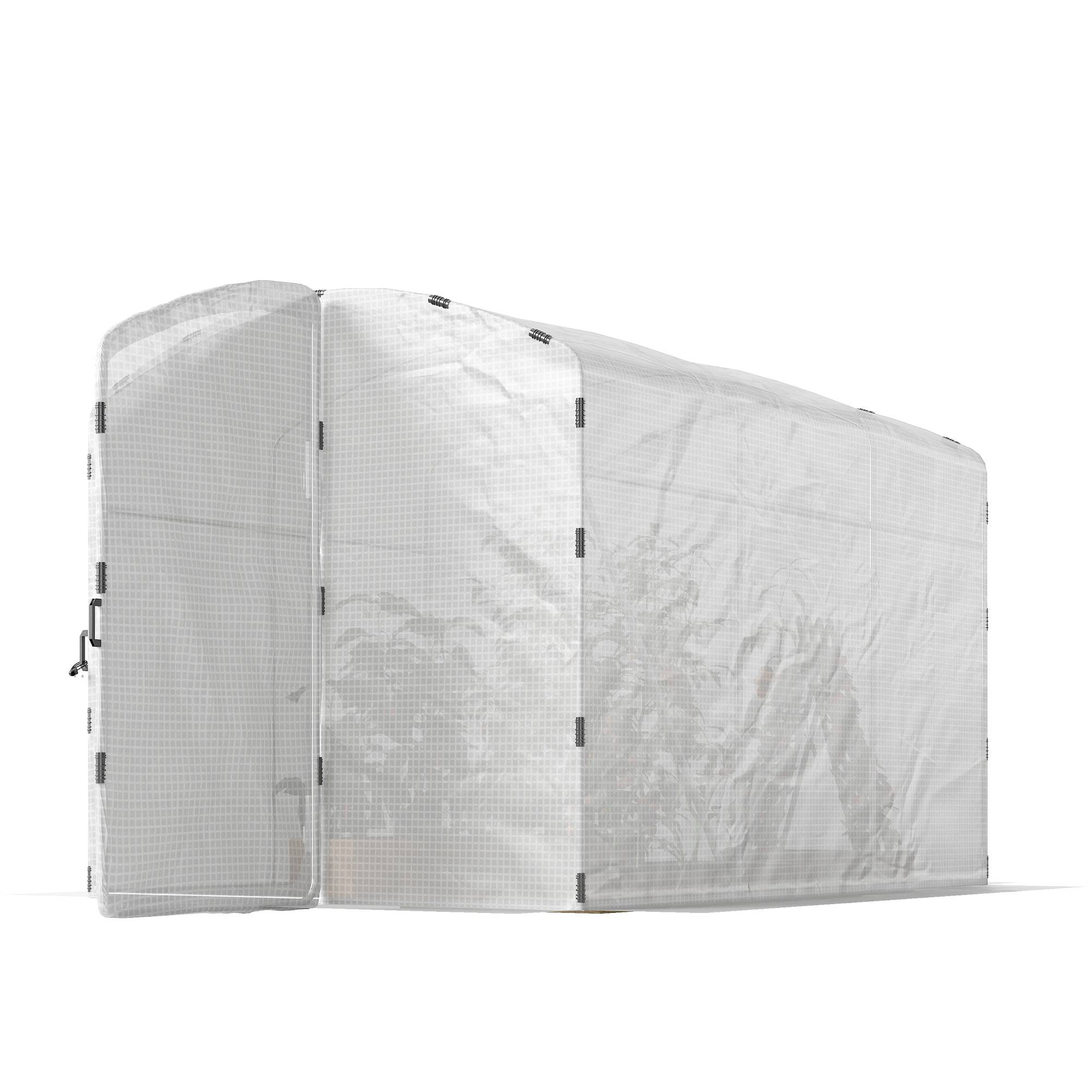 Serre tunnel de jardin 6m², serre de jardin tunnel 300x200x195cm bâche PE 220g/m² bords prolongés 50 cm avec porte blanc - Image 2