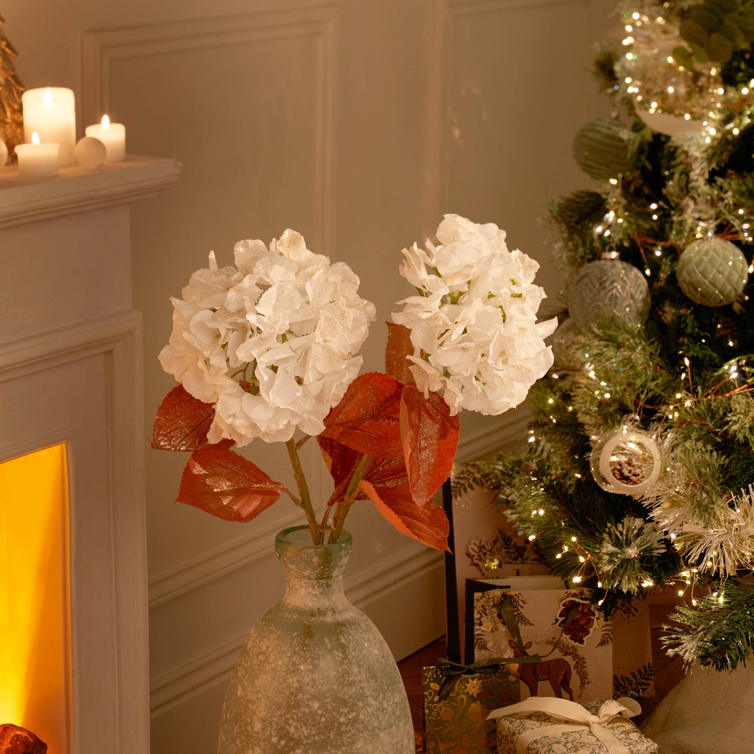 Feeric Christmas - Branche de Noël hortensia blanche H. 90 cm - Feeric Lights & Christmas - Image 1