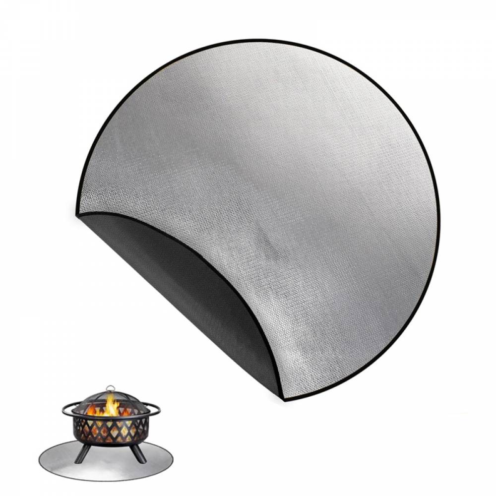 Accessoires de barbecue,Tapis de barbecue ignifuge et ignifuge pour barbecue en extérieur, camping, rond, 61 cm-Lytech - Image 1