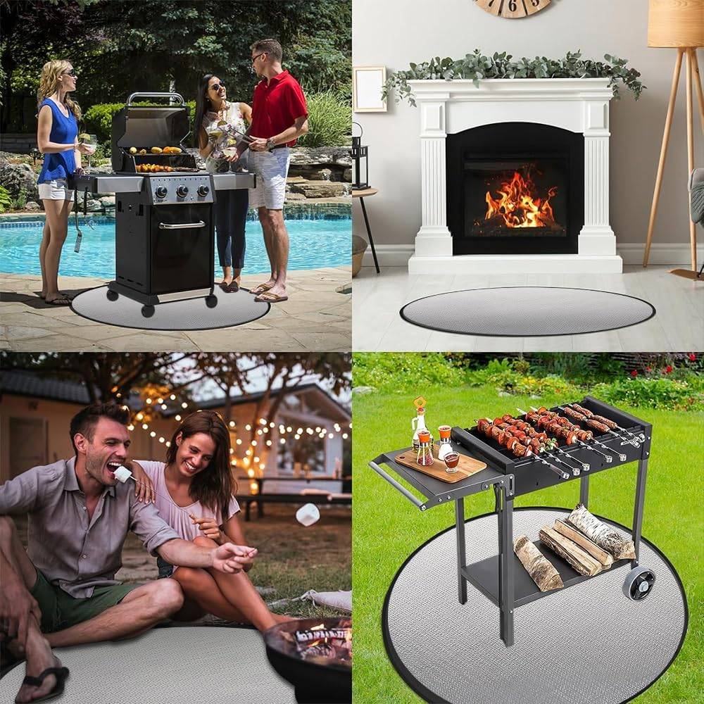 Accessoires de barbecue,Tapis de barbecue ignifuge et ignifuge pour barbecue en extérieur, camping, rond, 61 cm-Lytech - Image 6