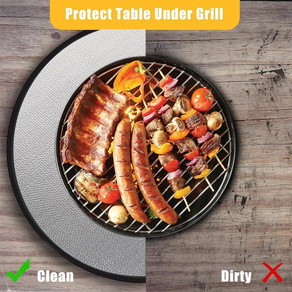 Accessoires de barbecue,Tapis de barbecue ignifuge et ignifuge pour barbecue en extérieur, camping, rond, 61 cm-Lytech - Image 9