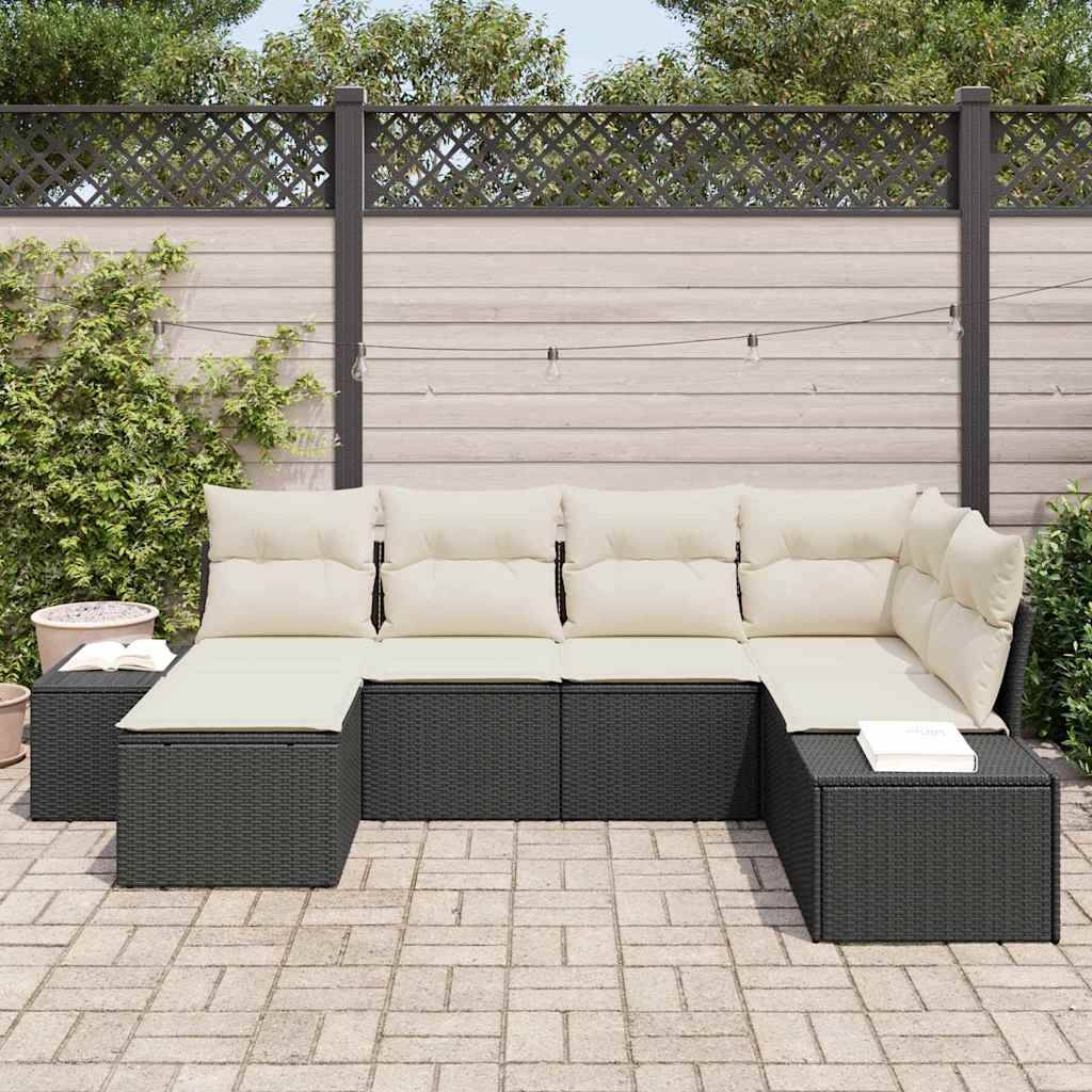 Vidaxl - Ensemble de canapé de jardin 6 pcs Noir et Crème polyrotin vidaXL 3355796 - Image 4