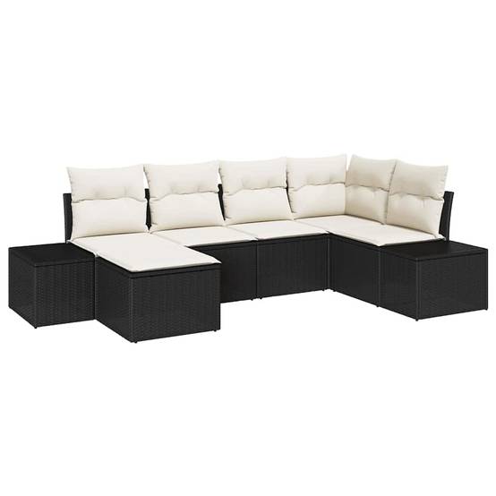 Vidaxl - Ensemble de canapé de jardin 6 pcs Noir et Crème polyrotin vidaXL 3355796 - Image 2