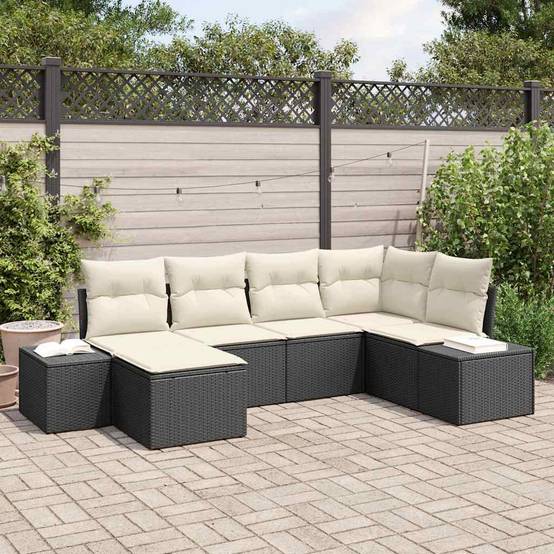 Vidaxl - Ensemble de canapé de jardin 6 pcs Noir et Crème polyrotin vidaXL 3355796 - Image 1