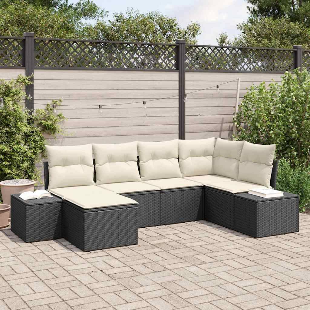 Vidaxl - Ensemble de canapé de jardin 6 pcs Noir et Crème polyrotin vidaXL 3355796 - Image 1