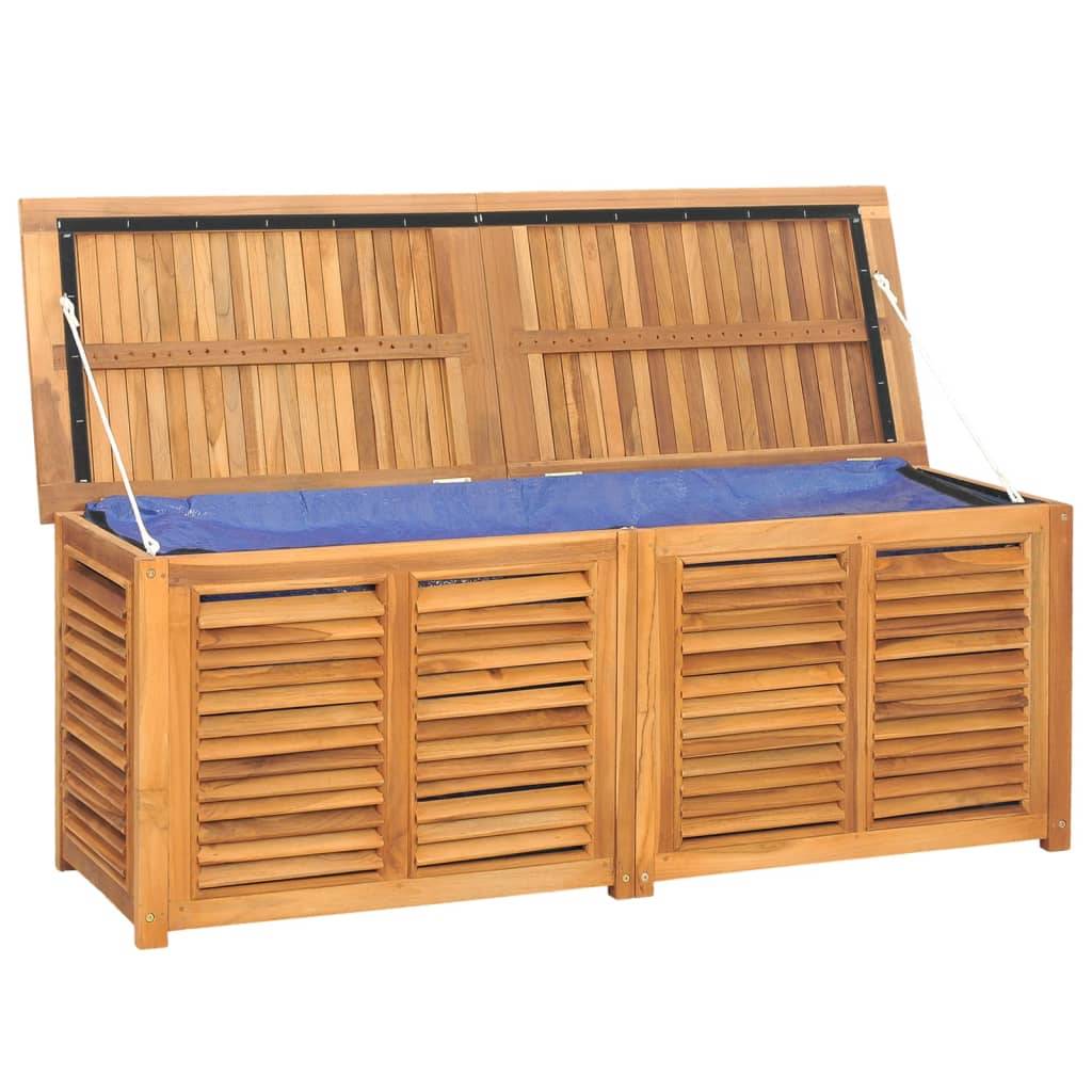 Helloshop26 - Boîte de rangement jardin et sac 150 x 50 x 53 cm bois massif teck - Imagen 3