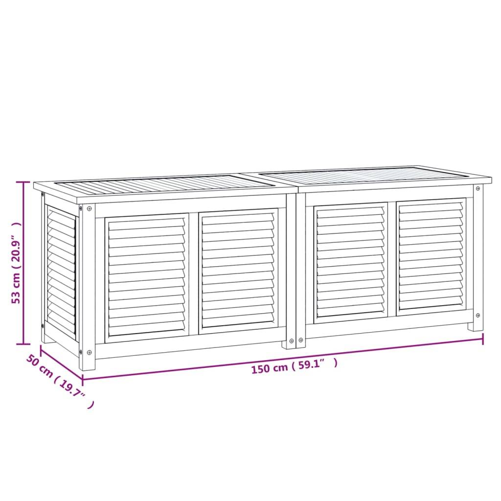Helloshop26 - Boîte de rangement jardin et sac 150 x 50 x 53 cm bois massif teck - Imagen 7