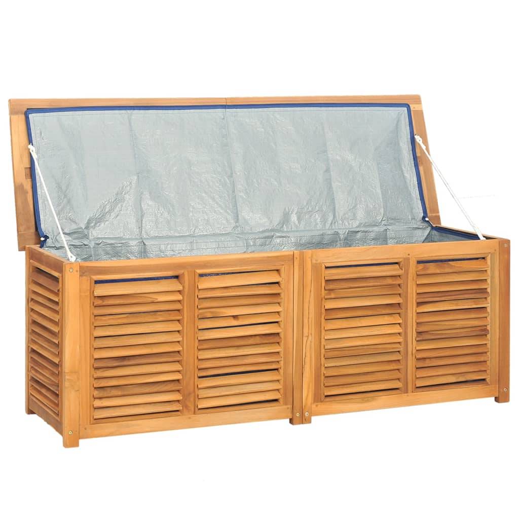 Helloshop26 - Boîte de rangement jardin et sac 150 x 50 x 53 cm bois massif teck - Imagen 4