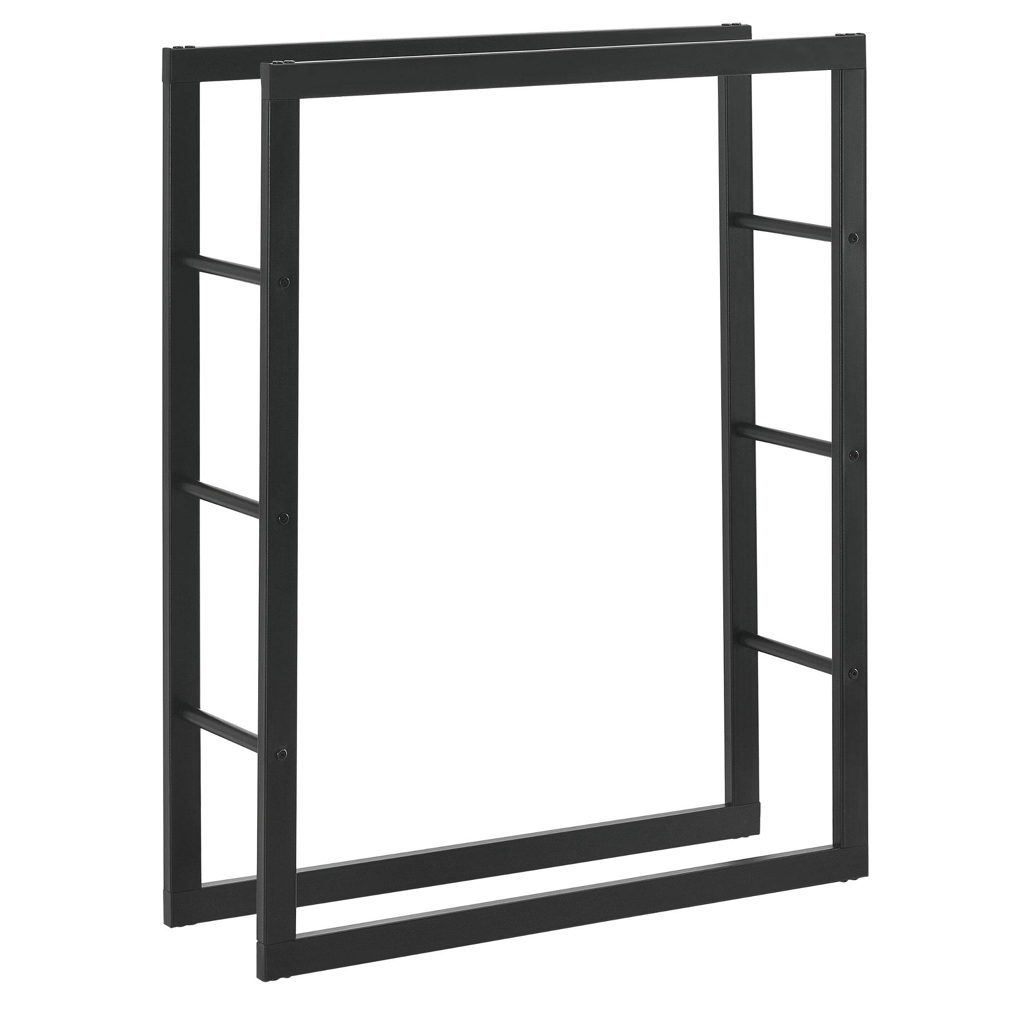 Helloshop26 - Porte-bûches robuste range-bûches solide support pour bois de chauffage rangement efficace pour intérieur extérieur acier laqué 80 x 100 x 25 cm noir - Imagen 1