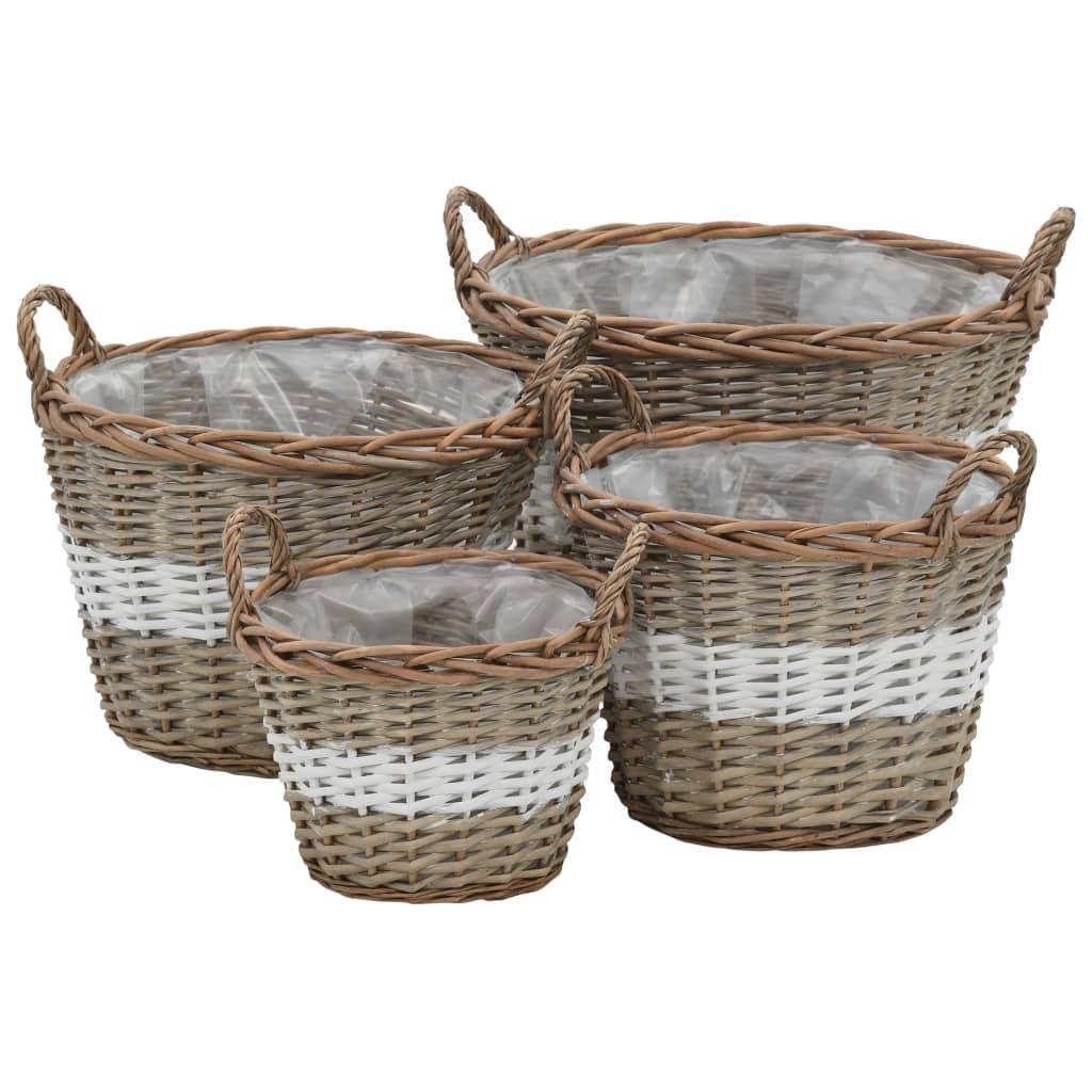 Helloshop26 - Jardinière lit surélevé plantes fleurs jardin 4 pièces osier avec doublure en PE - Imagen 2