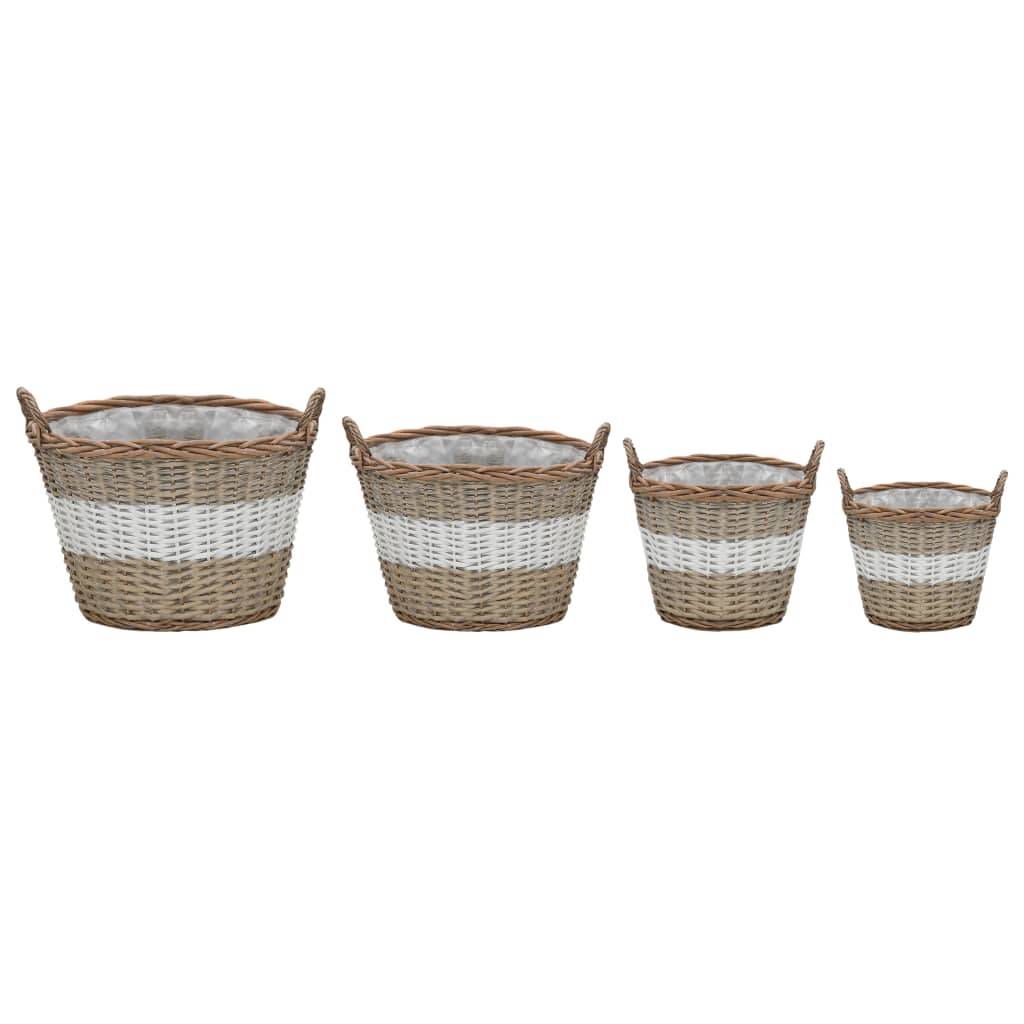 Helloshop26 - Jardinière lit surélevé plantes fleurs jardin 4 pièces osier avec doublure en PE - Imagen 1