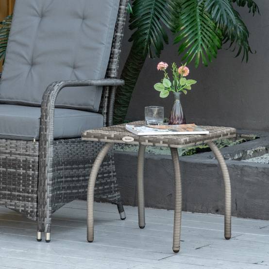 Table basse carrée Résine Tressée Jardin Balcon Anti-UV 45x45cm Gris - ComfortXL Outdoor Living - Image 10
